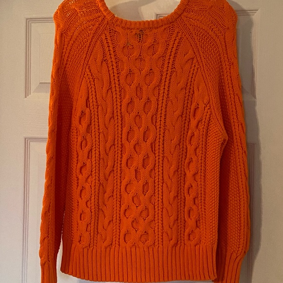 Sold! N/A JCrew Orange Diagonal Cable Knit Sweater - Picture 11 of 11